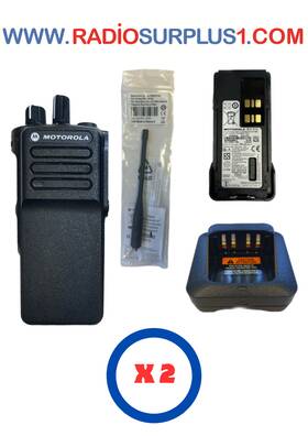 Motorola Mdh56rdc9va1an 2 X Dp4400e Uhf Radio Antenna Battery Charger