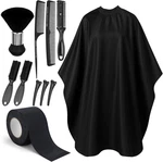 10 Barber Cape Kit, Hair Cutting Neck Duster Brush Combs, Clips & Clea. Fixed Price $15.85.