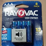 Rayovac High Energy Aaa Alkaline Batteries 8 Pack Single Use Battery Size. Fixed Price $13.95.