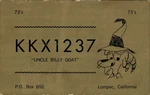 KKX1237 Uncle Billy Goat Wizard Character Qsl Cb Radio Card Lompoc California. Fixed Price $7.95.
