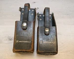 (set) Vintage Motorola Black Leather Radio Carry Case Holsters 15E05276F05 / 07. Fixed Price $34.99.
