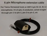 Microphone Extension Cable 6 Pin RJ12 RJ-12 Modular Yaesu Icom Kenwood 3 Feet. Fixed Price $9.95.
