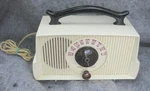 Vintage General Electric Model C409 White/purple Tube Radio Works Please Read. Fixed Price $74.99.